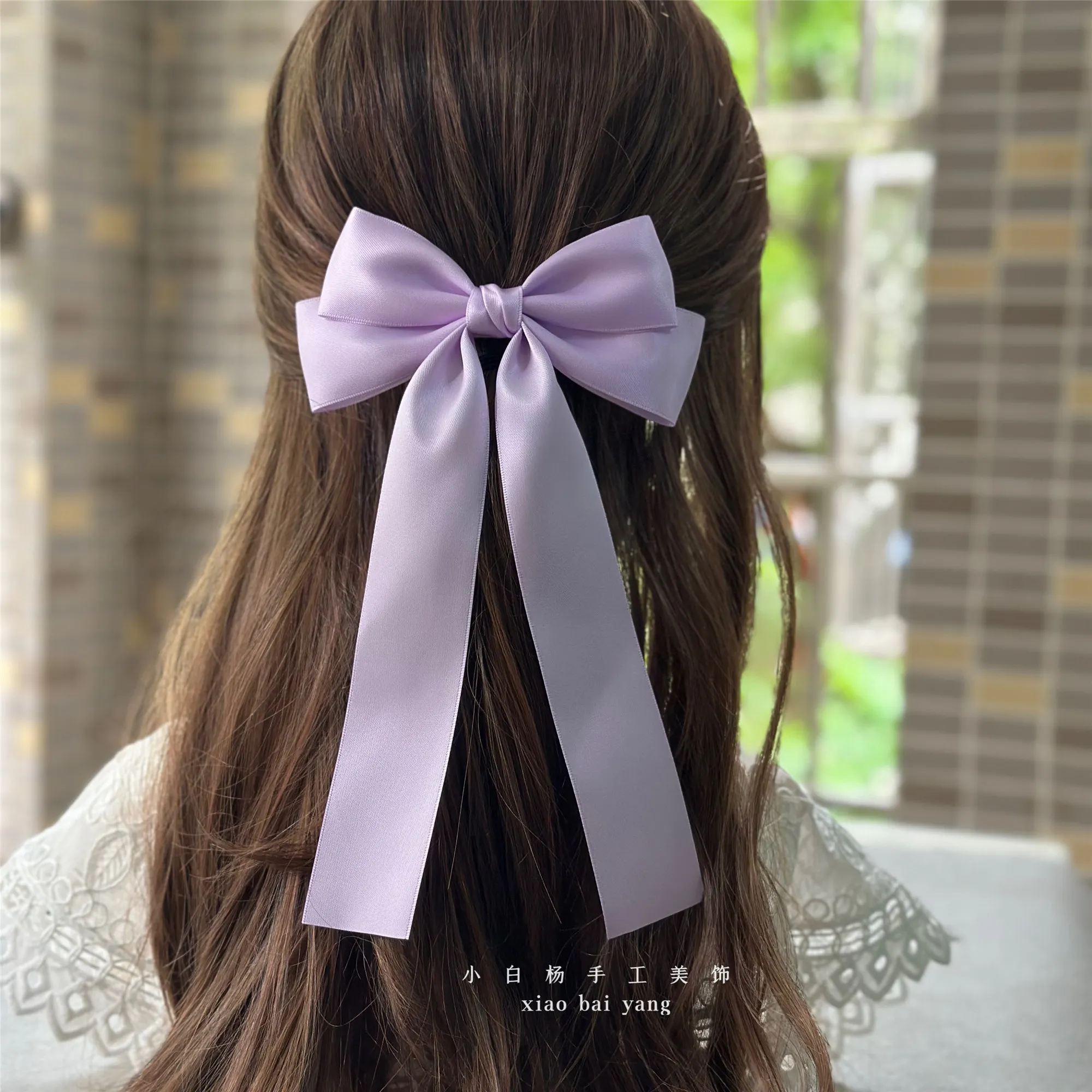 Koreańska materiałowa kokarda na sprężynowej wsuwce 🎀