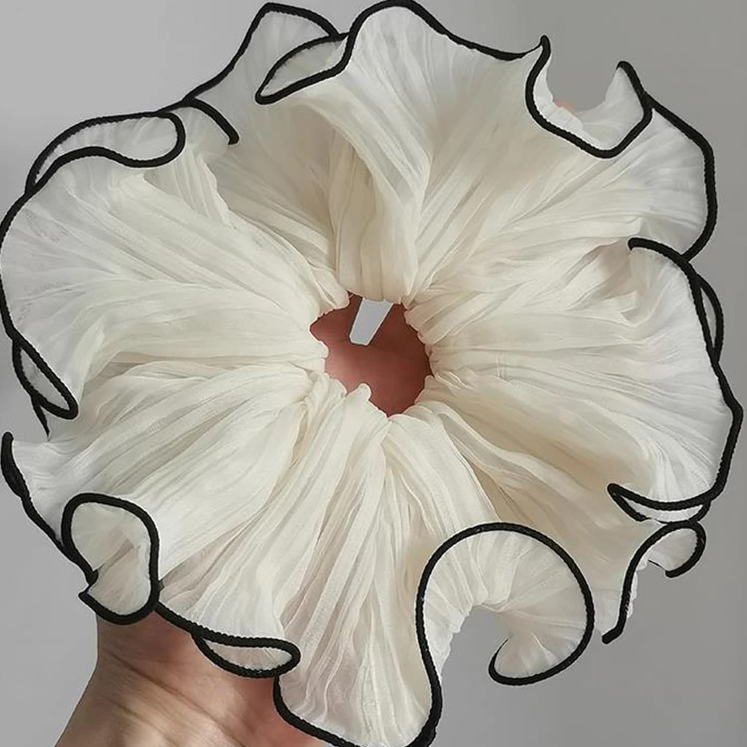 Duże koreańskie gumki do koczka różowo-białe 🎀