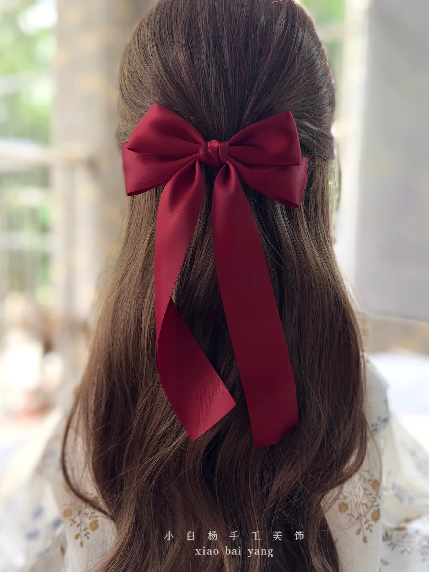 Koreańska materiałowa kokarda na sprężynowej wsuwce 🎀